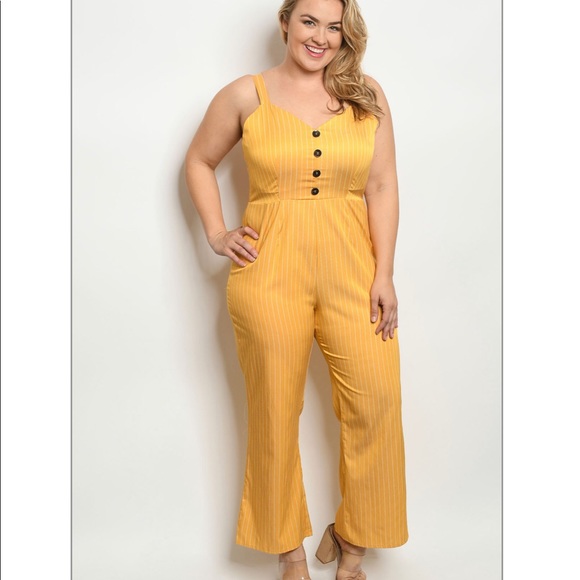 Backless Pinstripe Overall Jumpsuit w/ Bow Tie - Picture 2 of 4